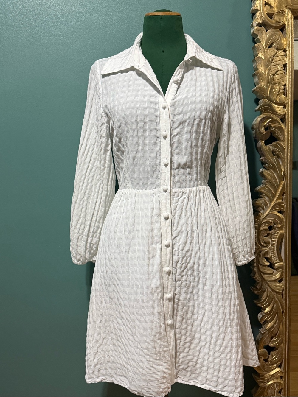 Country Road linen blend puff sleeve shirt dress - Picture 3 of 8